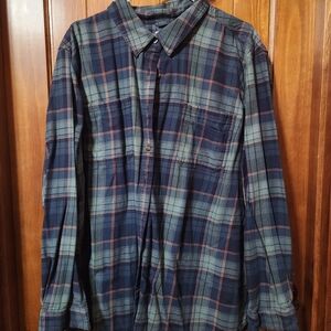 Carhartt Blue and Teal Plaid Button-Down Shirt